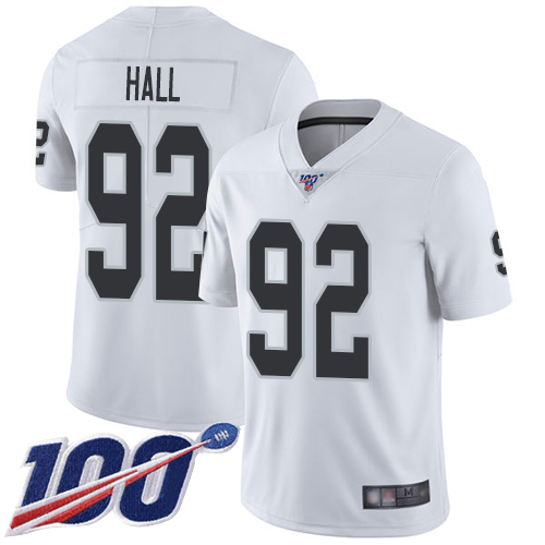 Men Oakland Raiders Limited White P J Hall Road Jersey NFL Football 92 100th Season Vapor Untouchable Jersey